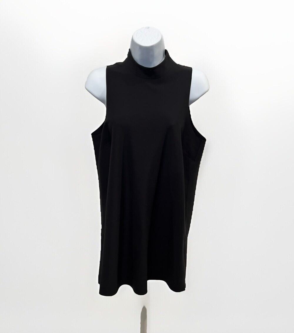 Athleta Mock Neck Sleeveless Activewear Mini Dress Women’s size S Black Side Zip